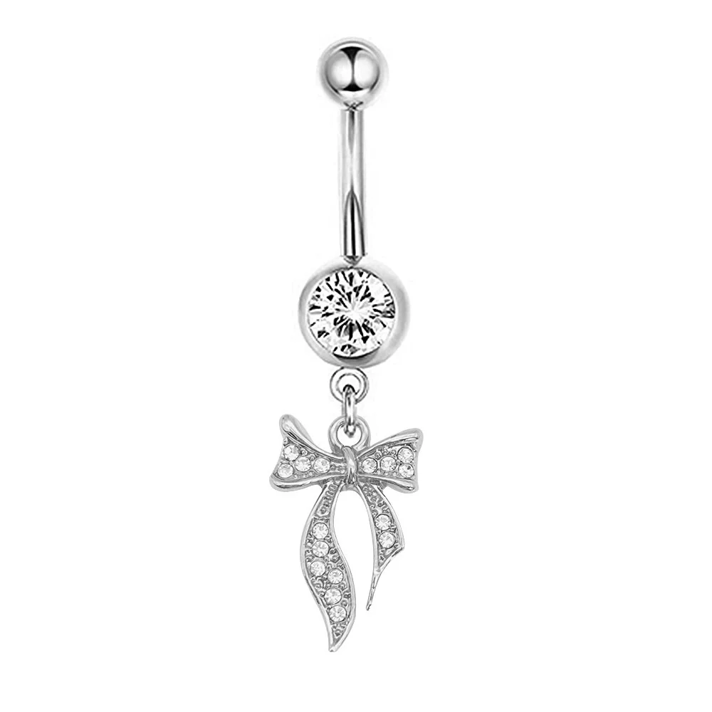 Navel Ring Stainless Steel Heartshaped Butterfly Pendant Electroplating Women's Jewelry - Image 30
