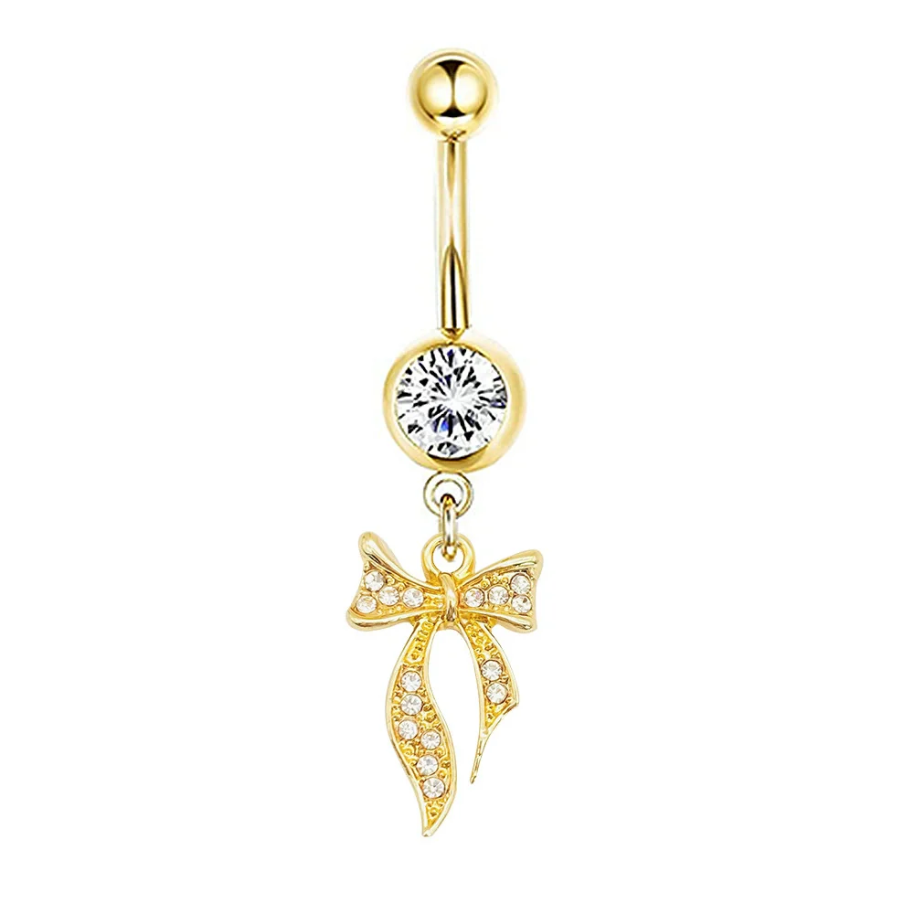 Navel Ring Stainless Steel Heartshaped Butterfly Pendant Electroplating Women's Jewelry - Image 31