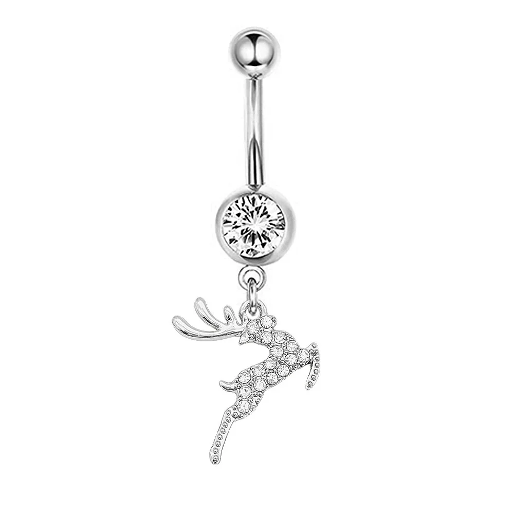 Navel Ring Stainless Steel Heartshaped Butterfly Pendant Electroplating Women's Jewelry - Image 34
