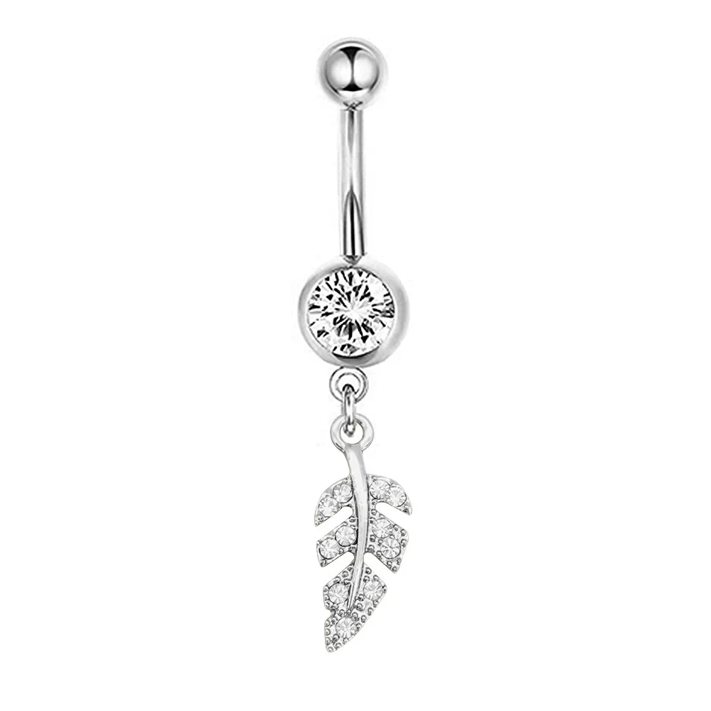 Navel Ring Stainless Steel Heartshaped Butterfly Pendant Electroplating Women's Jewelry - Image 36