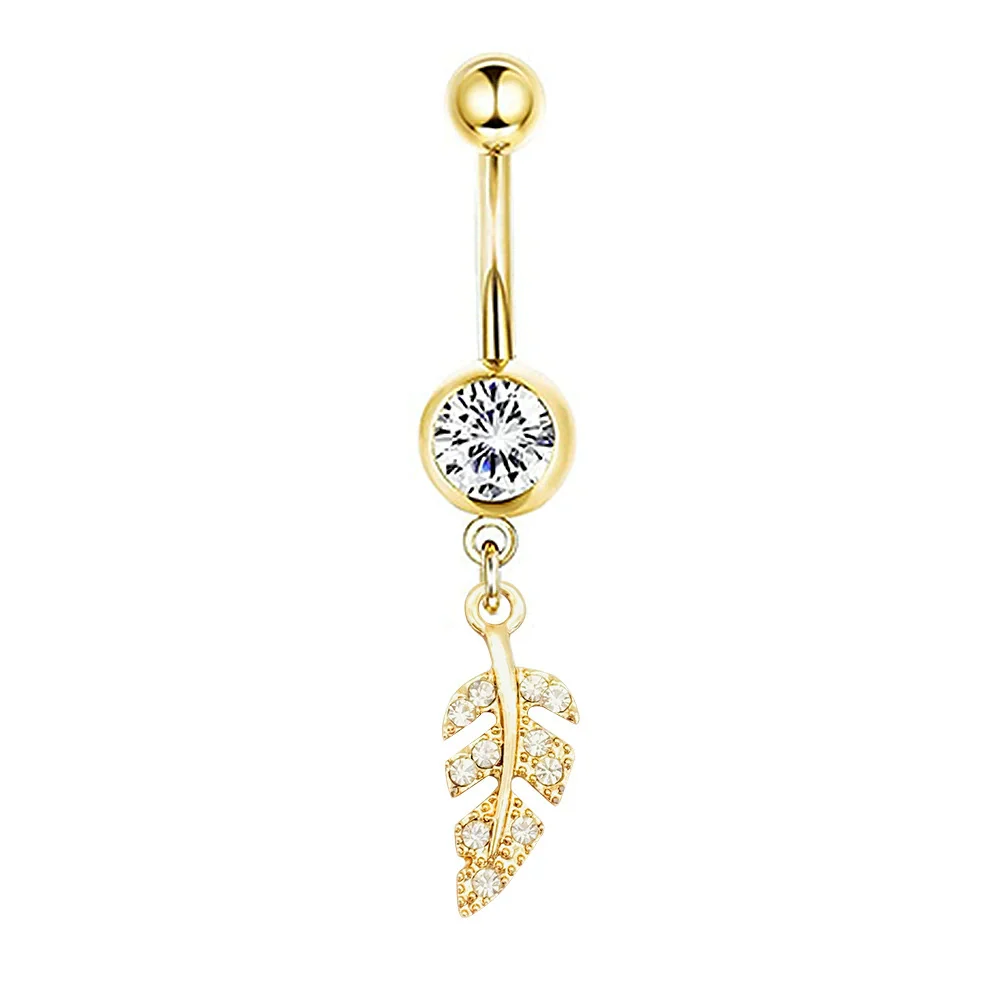 Navel Ring Stainless Steel Heartshaped Butterfly Pendant Electroplating Women's Jewelry - Image 37