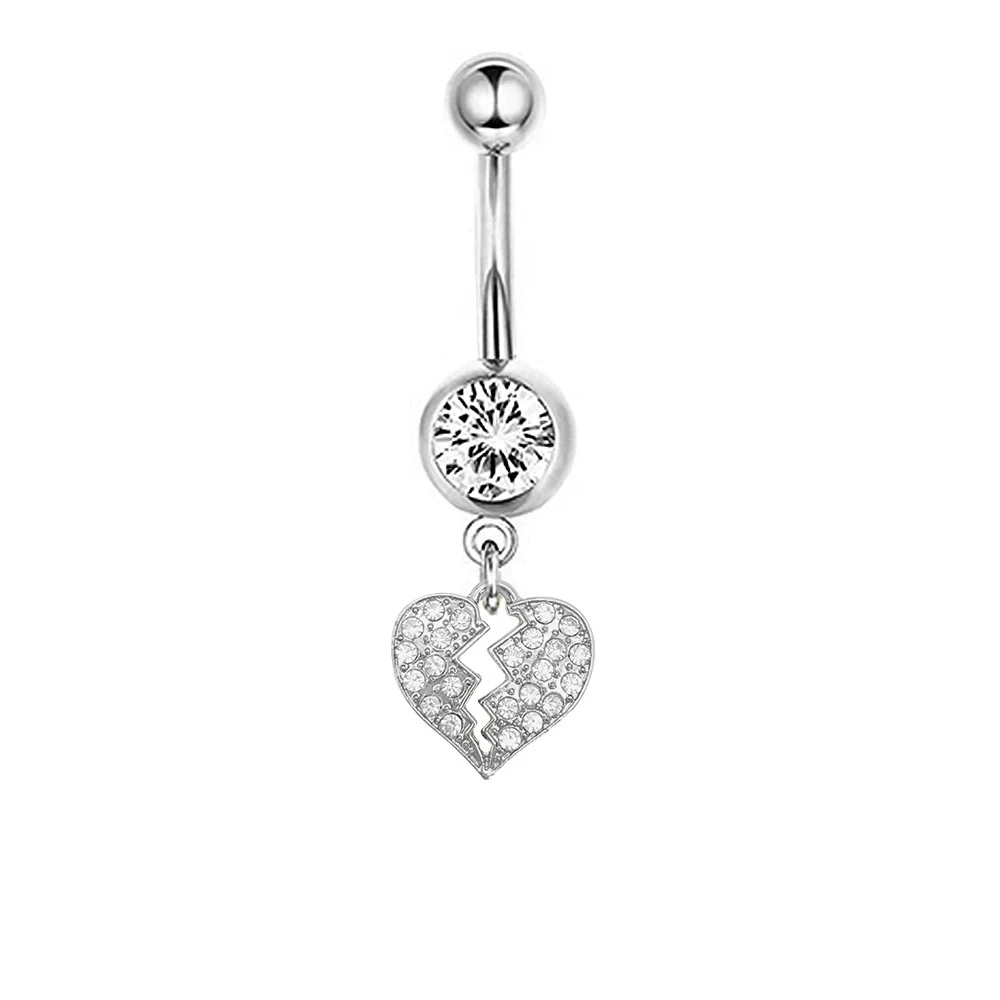 Navel Ring Stainless Steel Heartshaped Butterfly Pendant Electroplating Women's Jewelry - Image 40
