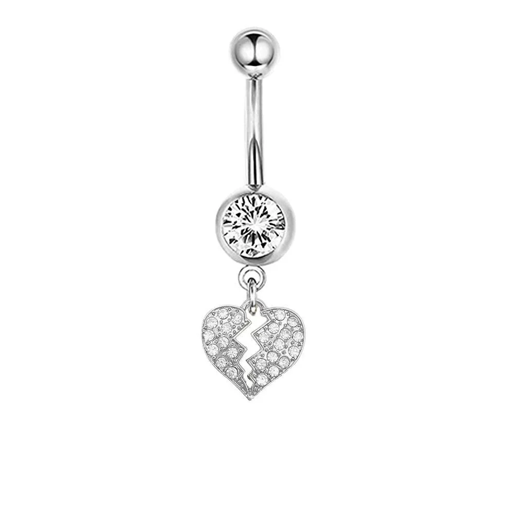 Navel Ring Stainless Steel Heartshaped Butterfly Pendant Electroplating Women's Jewelry - Image 5