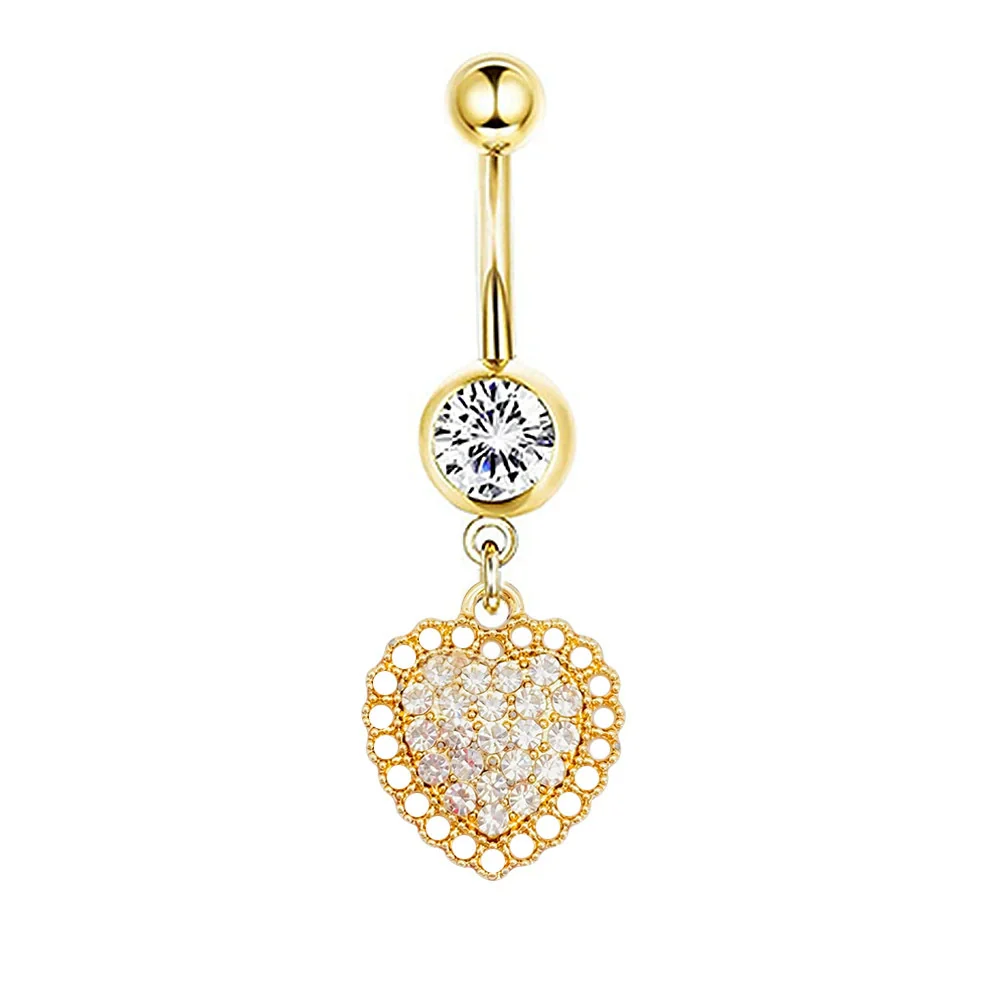 Navel Ring Stainless Steel Heartshaped Butterfly Pendant Electroplating Women's Jewelry - Image 9