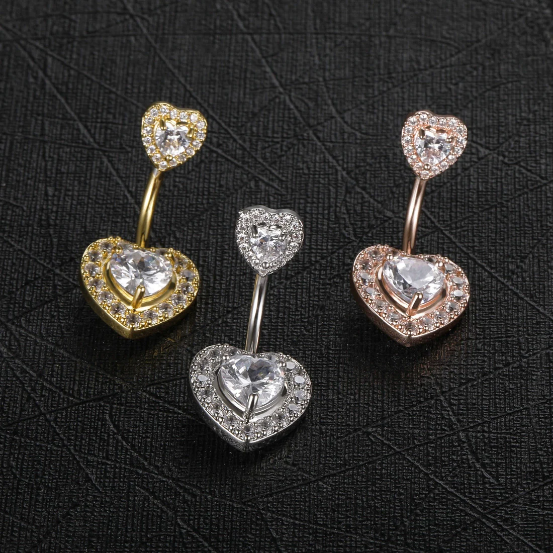 Navel Ring Stainless Steel Heartshaped Constellation Pattern Goldplated Unisex - Image 3