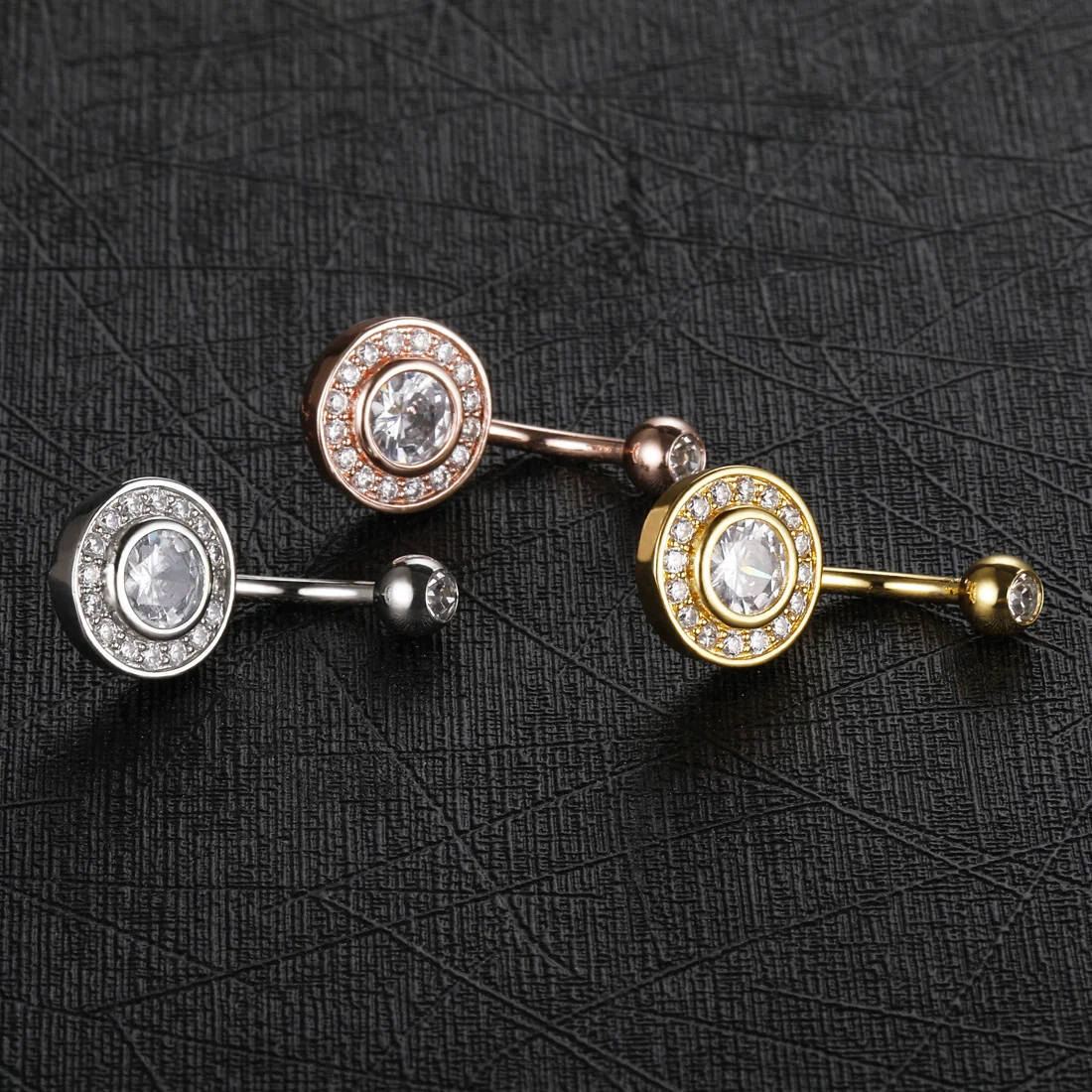 Navel Ring Stainless Steel Heartshaped Constellation Pattern Goldplated Unisex - Image 4