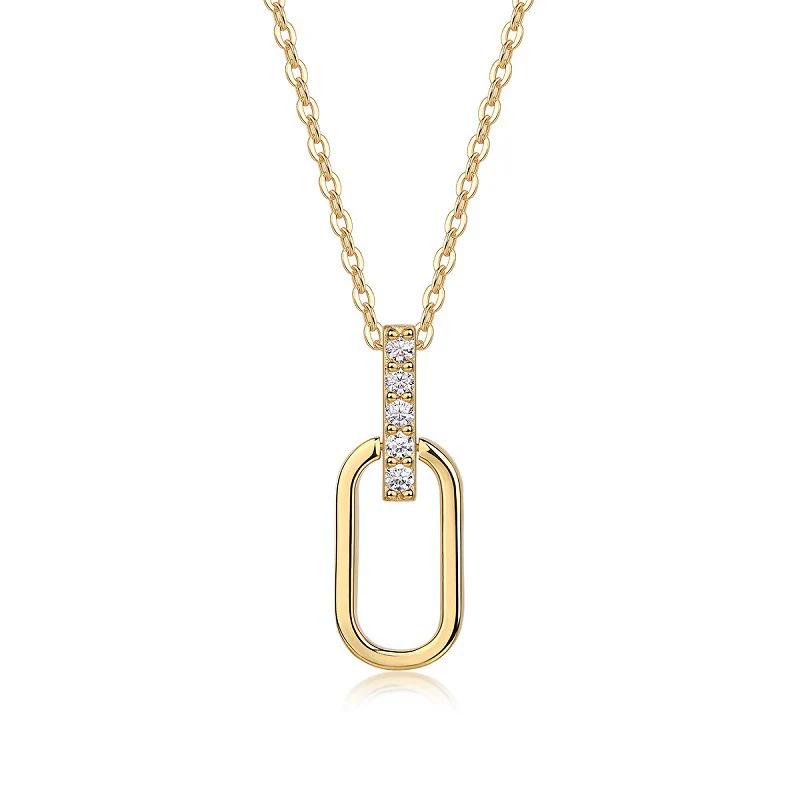 Necklace 925 Silver Geometric Moissanite Inlay Casual U Shaped Stacked Clavicle Chain For Women - Image 3