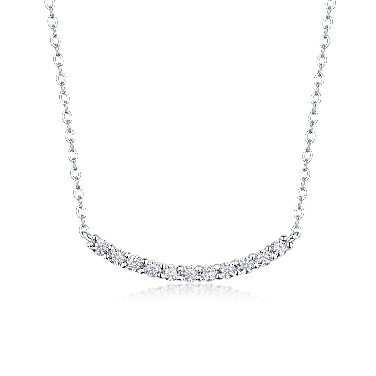 Necklace 925 Silver Moissanite Geometric Cross Chain Inlay For Women - Image 4