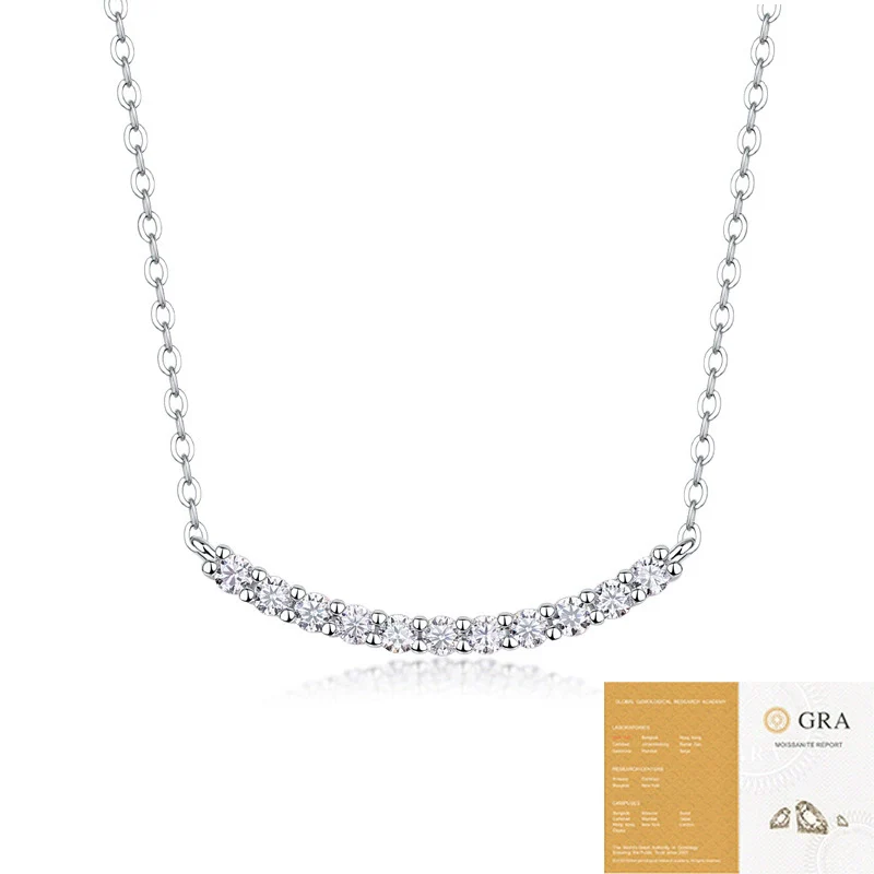 Necklace 925 Silver Moissanite Geometric Cross Chain Inlay For Women - Image 5