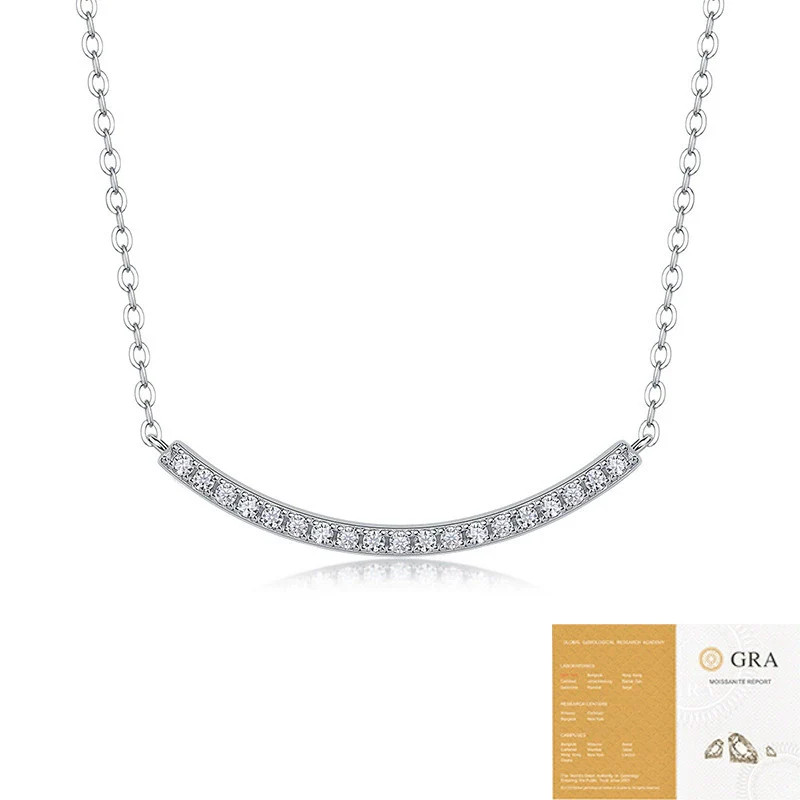 Necklace 925 Silver Moissanite Geometric Cross Chain Inlay For Women - Image 6