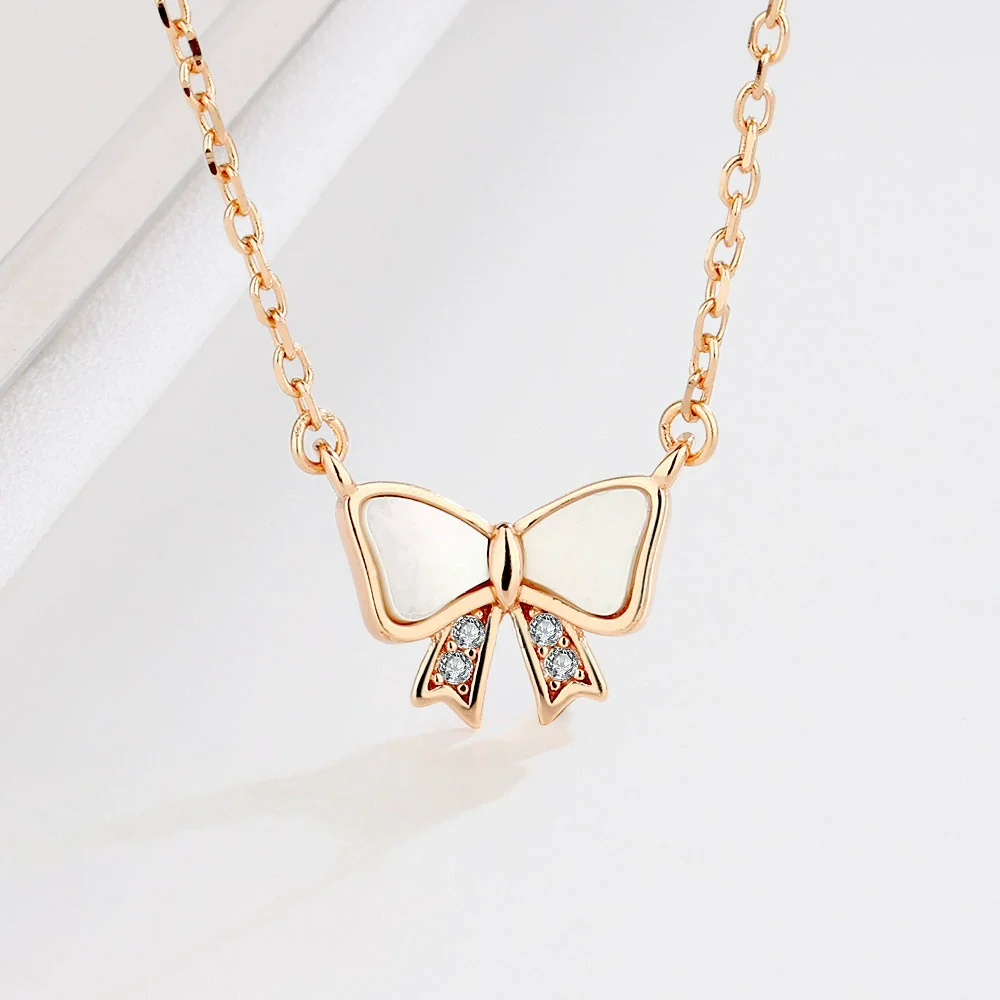 Necklace 925 Sterling Silver Geometric Heart Bow Design