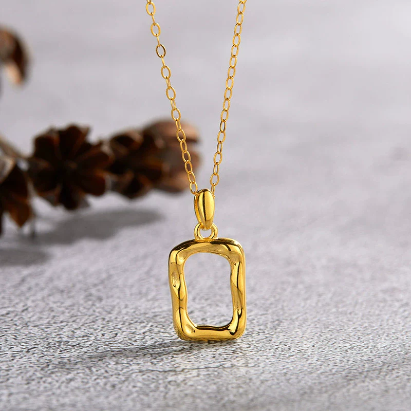 Necklace 925 Sterling Silver Geometric Irregular Texture Pearlescent Pendant - Image 2