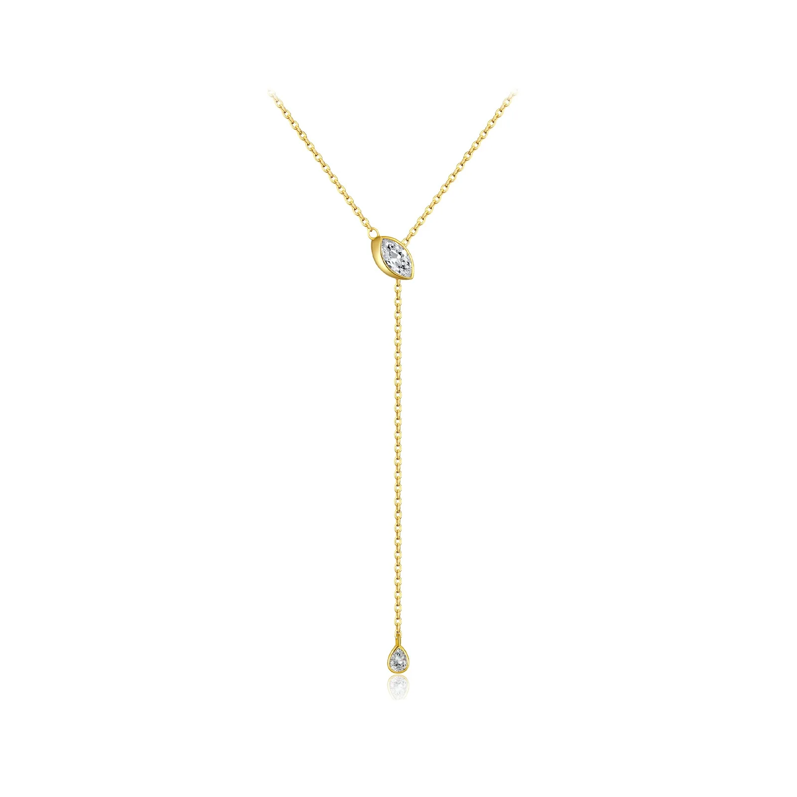 Necklace 925 Sterling Silver Geometric Style Cross Chain Electroplated Platinum 18K Gold - Image 5