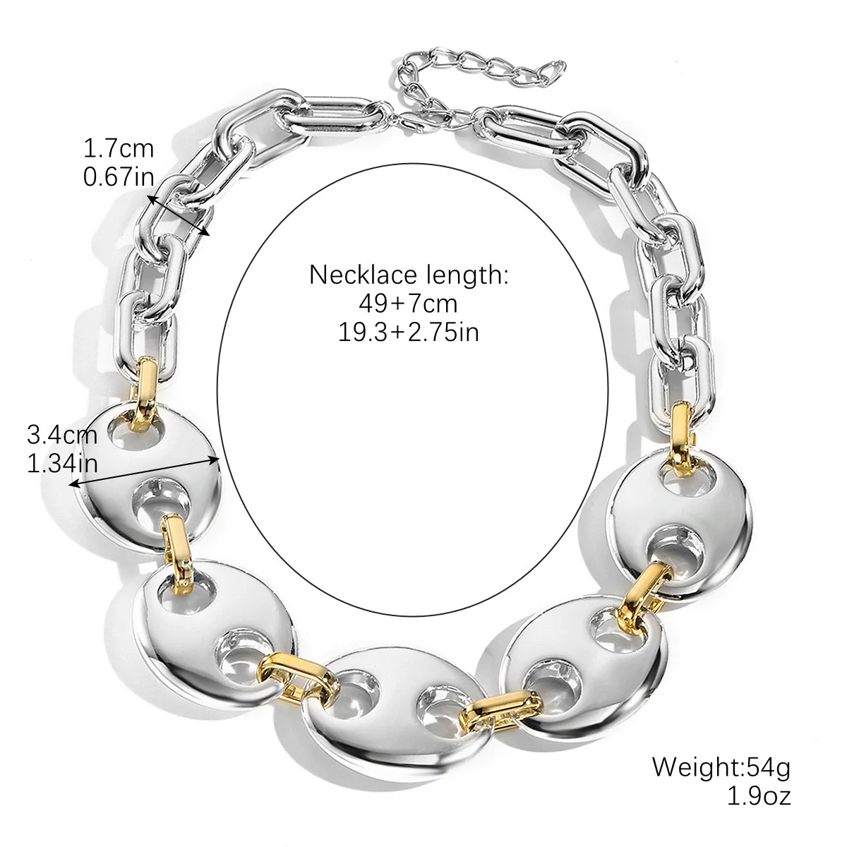 Necklace Acrylic Plastic Resin Geometric Punk Exaggerated Hiphop Electroplating Clavicle Chain - Image 15