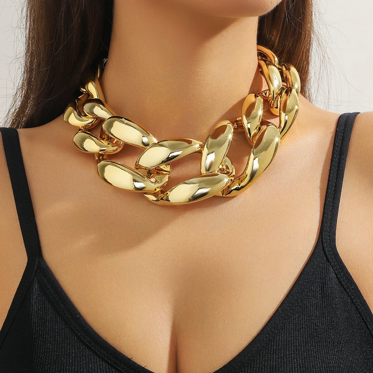 Necklace Acrylic Plastic Resin Geometric Punk Exaggerated Hiphop Electroplating Clavicle Chain - Image 3