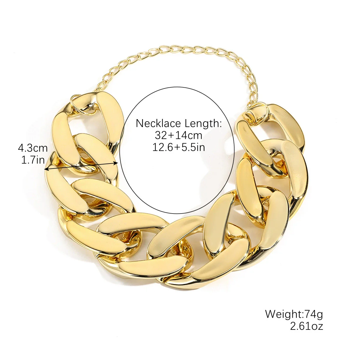 Necklace Acrylic Plastic Resin Geometric Punk Exaggerated Hiphop Electroplating Clavicle Chain - Image 8