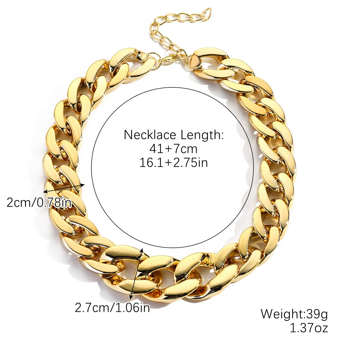 Necklace Acrylic Plastic Resin Geometric Punk Exaggerated Hiphop Electroplating Clavicle Chain - Image 9