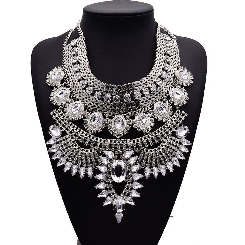 Necklace Alloy Artificial Crystal Geometric Pattern Diamond Design - Image 2