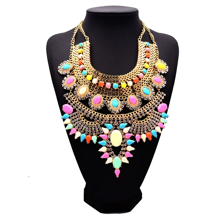 Necklace Alloy Artificial Crystal Geometric Pattern Diamond Design - Image 4