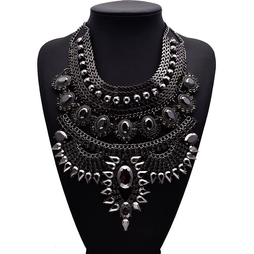Necklace Alloy Artificial Crystal Geometric Pattern Diamond Design - Image 5