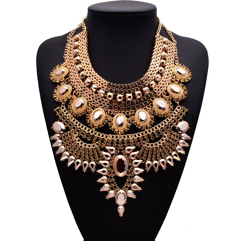 Necklace Alloy Artificial Crystal Geometric Pattern Diamond Design - Image 6