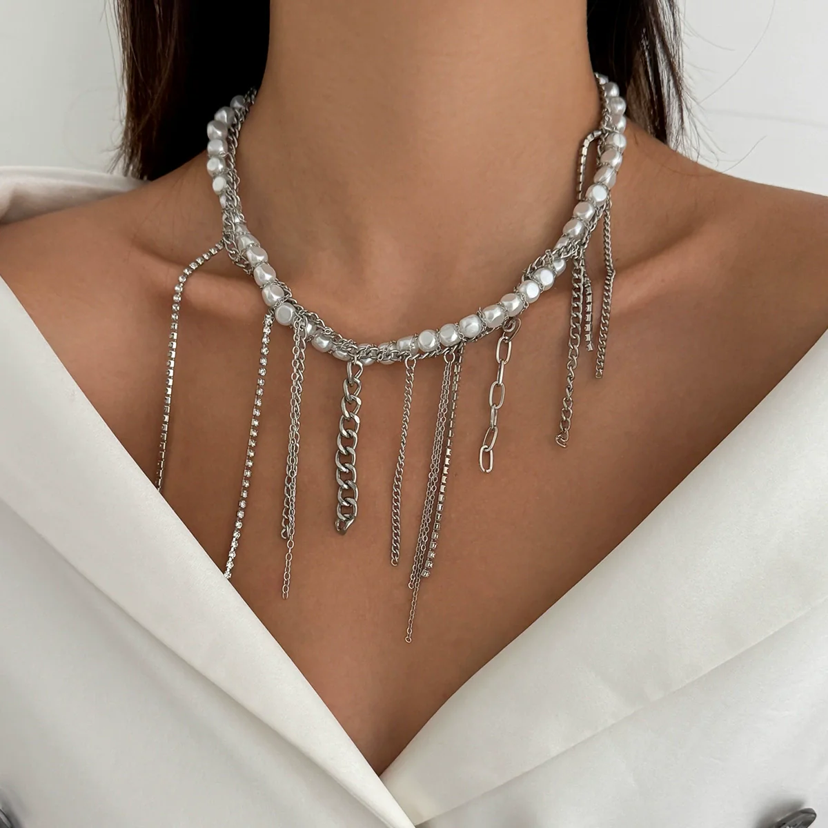 Necklace Alloy Heartshaped Pendant Clavicle Chain Cream Sweet Style Electroplating For Women - Image 11