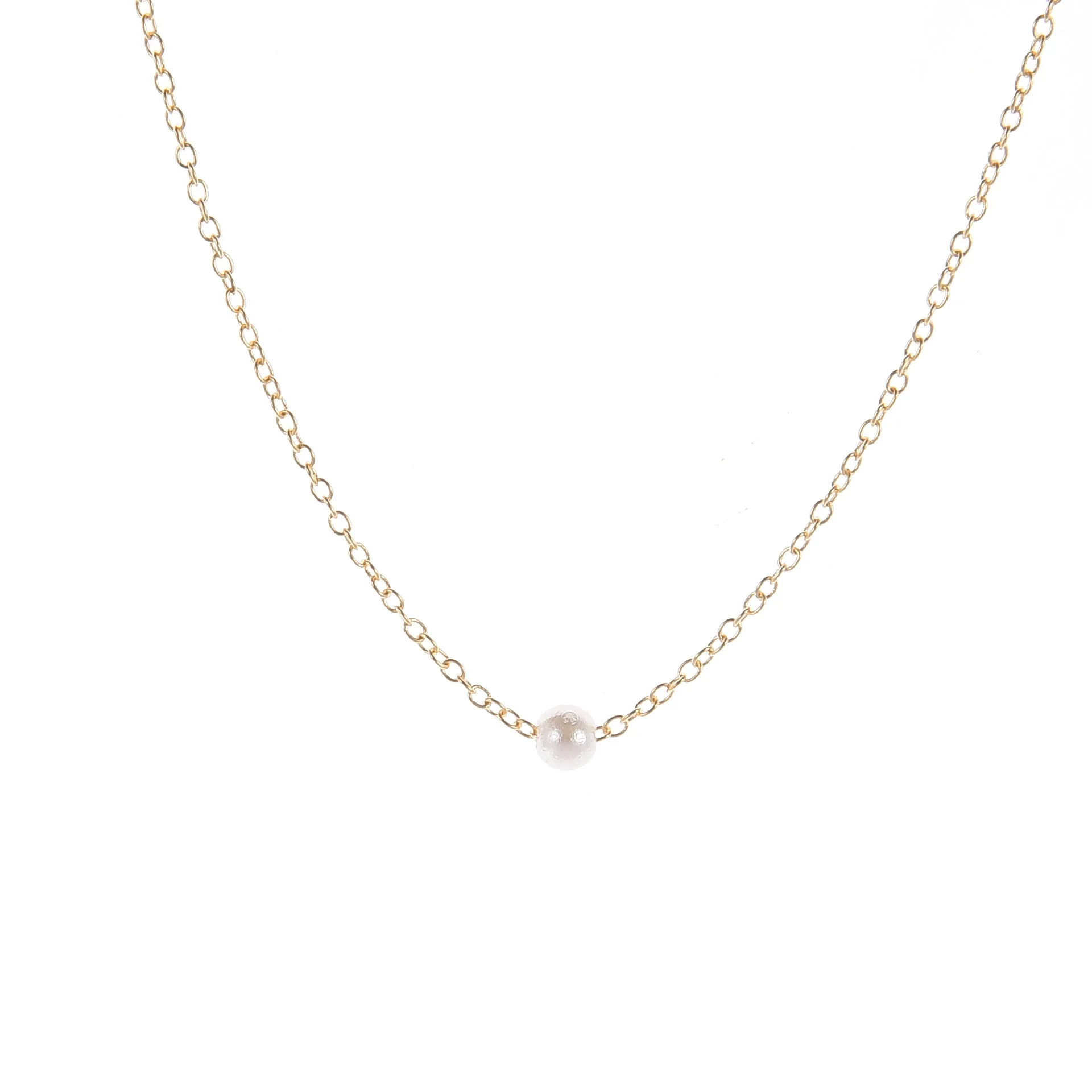 Necklace Alloy Imitation Pearl Cartoon Geometric Water Wave Chain Electroplating - Image 3