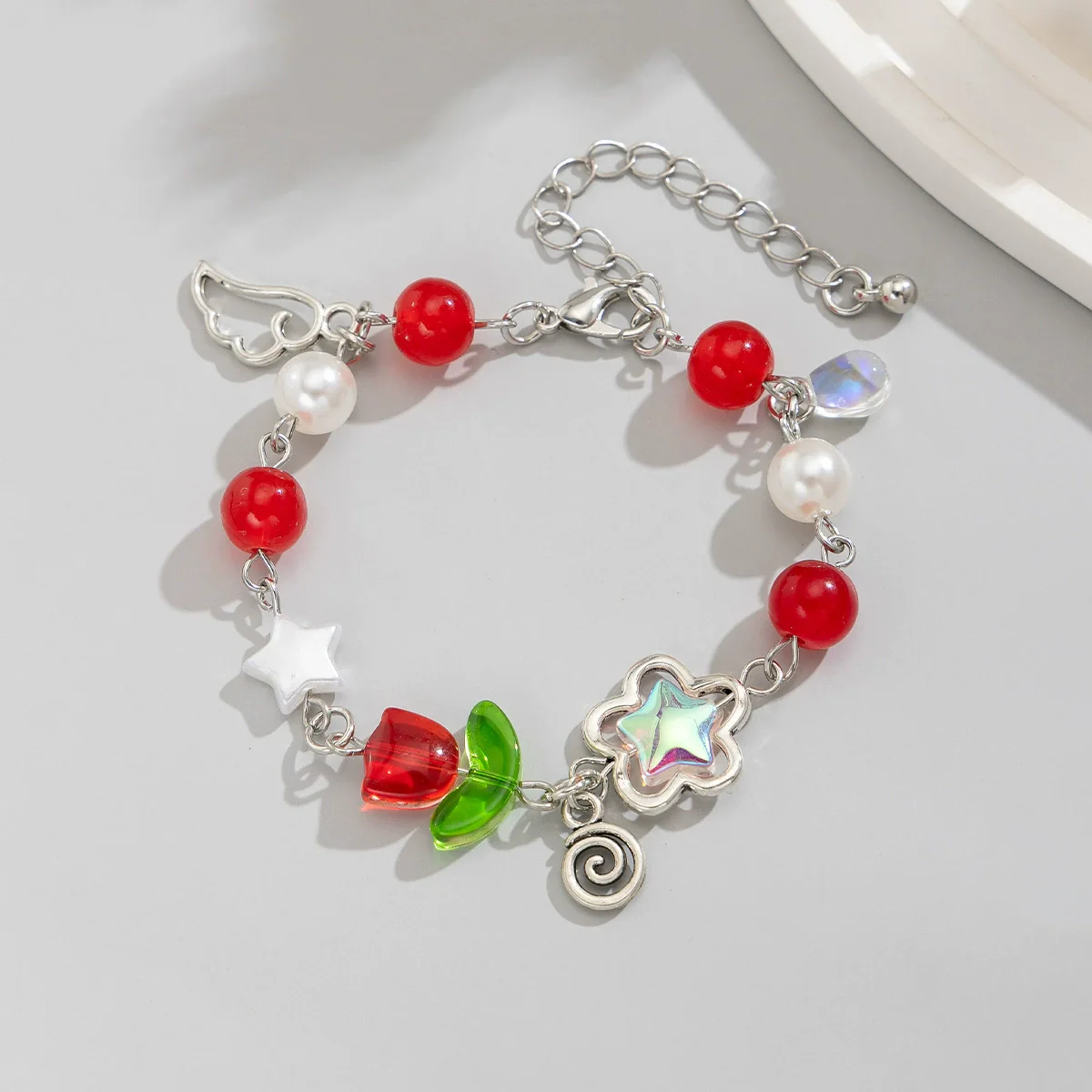 Necklace Alloy Imitation Pearl Sweet Style Bow Strawberry Fivepointed Star Flower Pendant Electroplating - Image 12