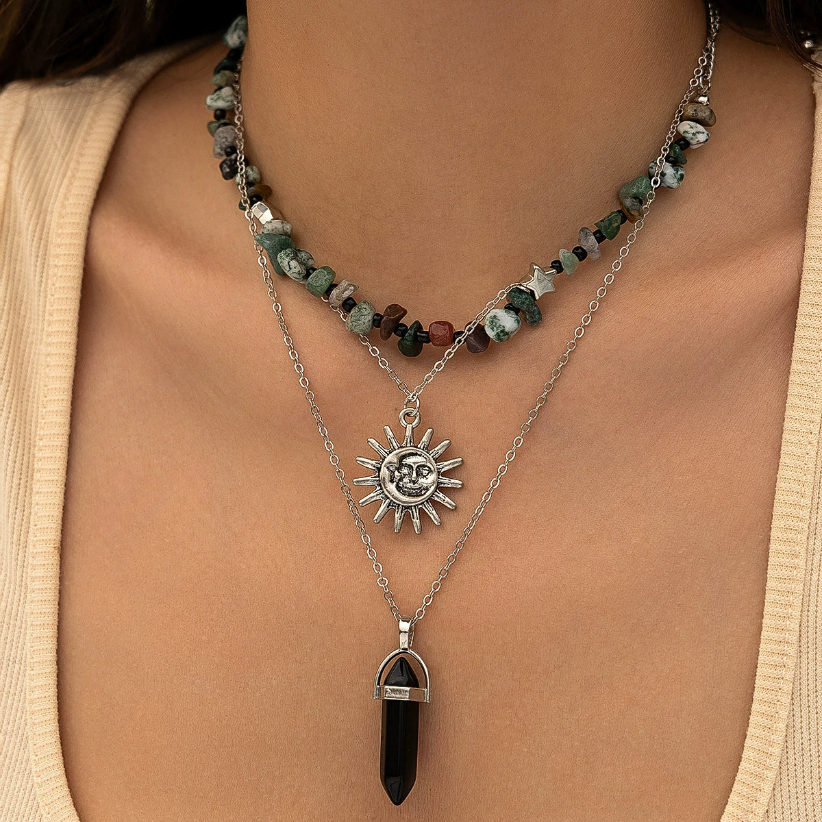Necklace Alloy Iron Chain Rice Bead Turquoise Animals Zodiac Electroplated - Image 3