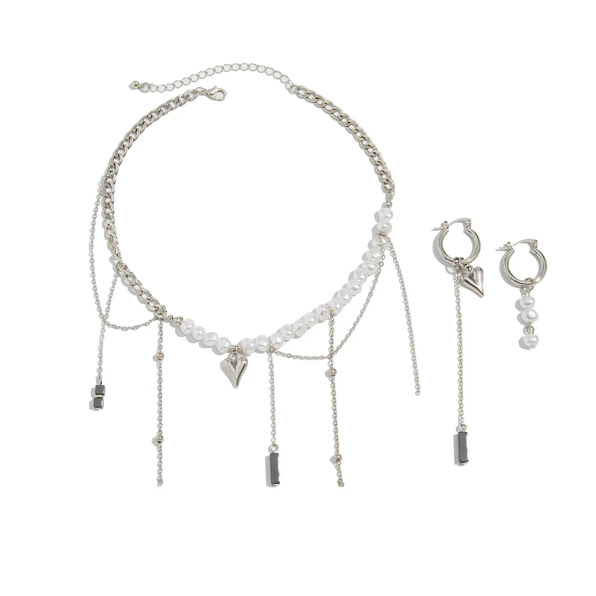 Necklace Aluminum Chain Turquoise Beads Alloy Geometric Heart Shape Electroplating For Women - Image 5