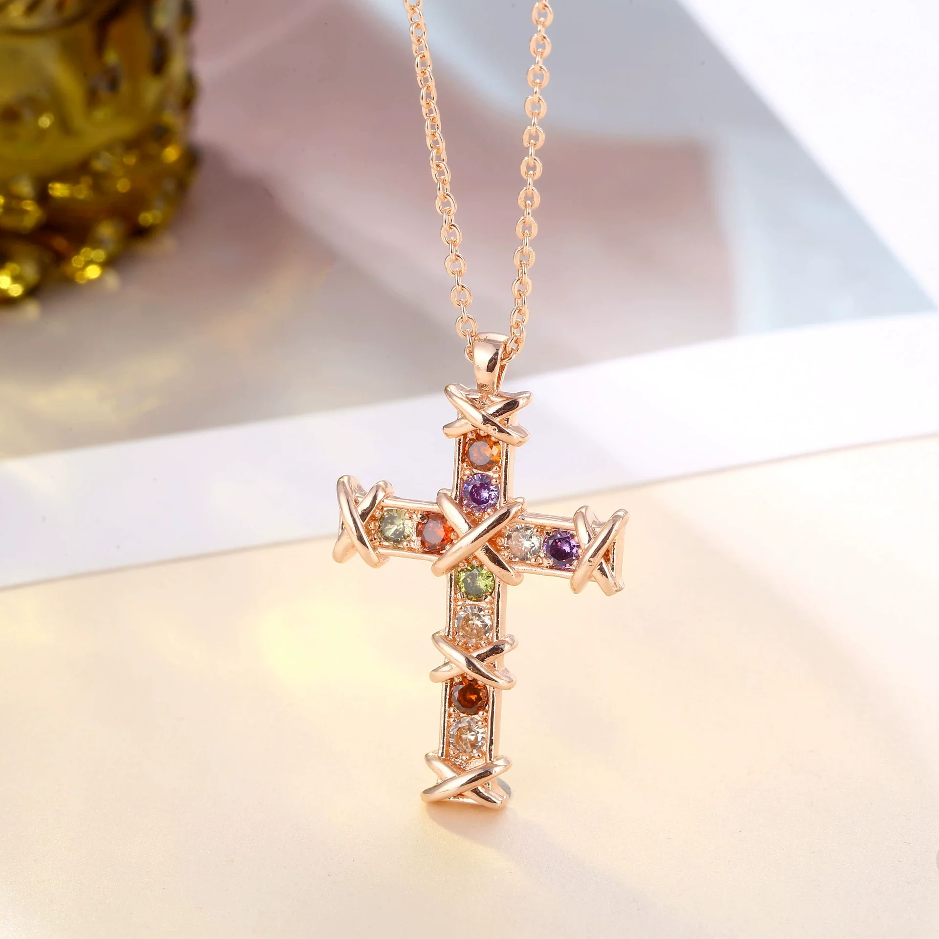 Necklace Artificial Zircon Crystal Geometric Light Luxury Electroplating Hiphop - Image 6