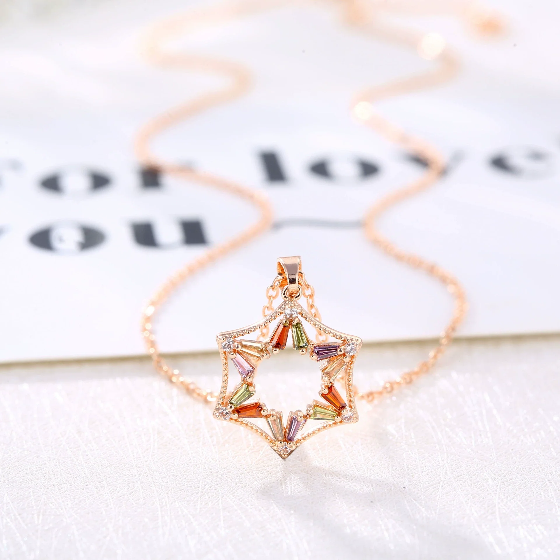 Necklace Artificial Zircon Geometric Inlaid Jewelry For Women