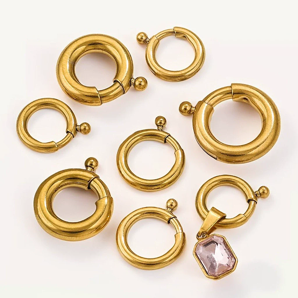 Necklace Buckle Jewelry Accessories Stainless Steel Round Spring Buckle Original Design Geometric Electroplating - Image 2
