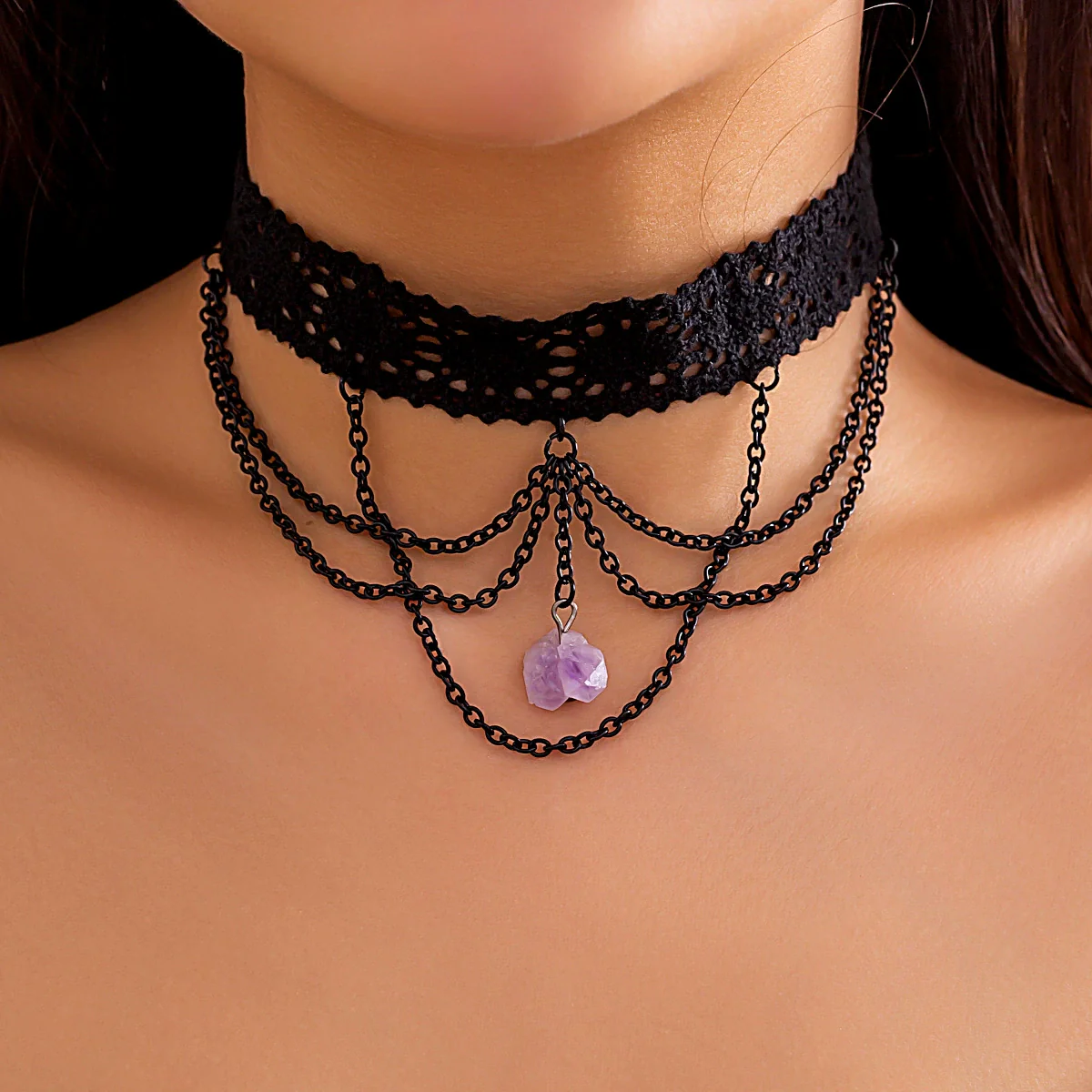 Necklace Choker Gothic Sweet Cool Style Metal Gravel Geometric Ochain
