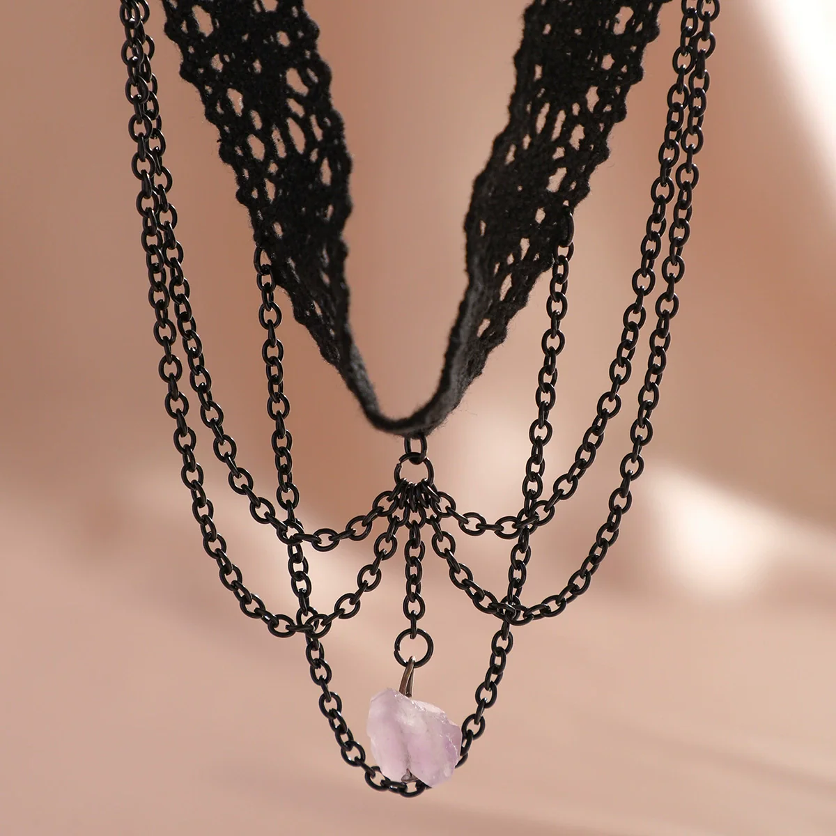 Necklace Choker Gothic Sweet Cool Style Metal Gravel Geometric Ochain - Image 4