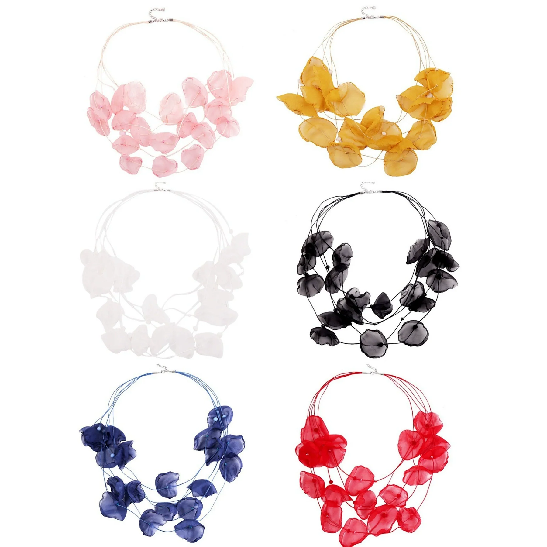 Necklace Cloth Crystal Geometric Pure Handmade Flower - Image 5