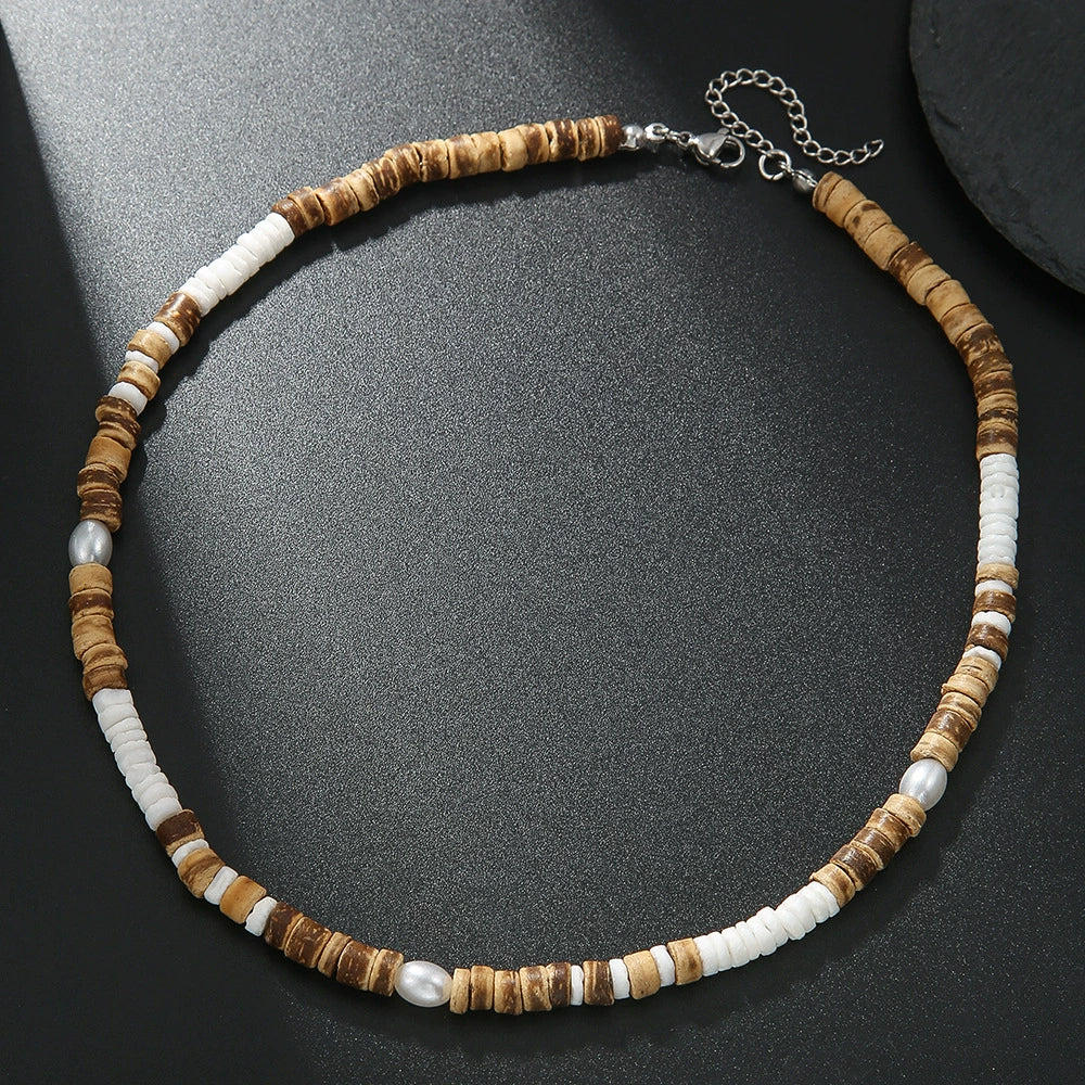 Necklace Coconut Shell Turquoise Handmade Geometric Style Unisex - Image 6