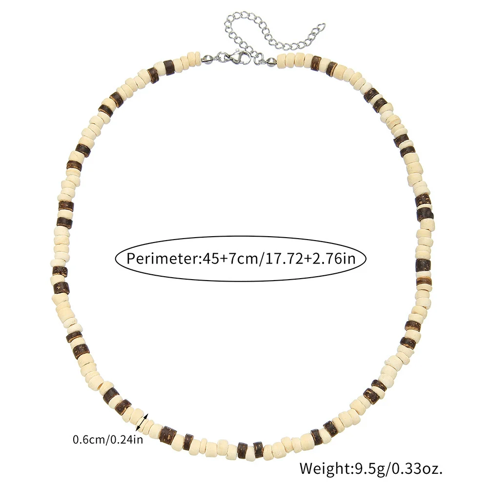 Necklace Coconut Shell Wood Chips Geometric Handmade Unisex Hiphop Allmatch Stainless Steel Irregular Clavicle O Chain - Image 2