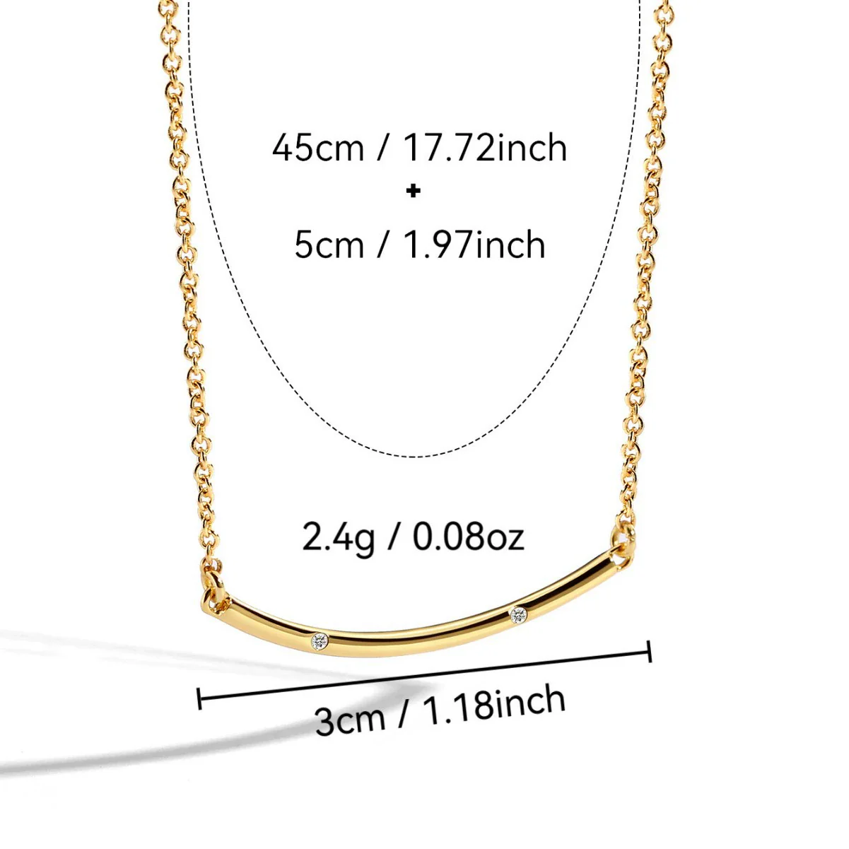 Necklace Copper Gold Plated Geometric Smiley Face Cross Chain - Image 4