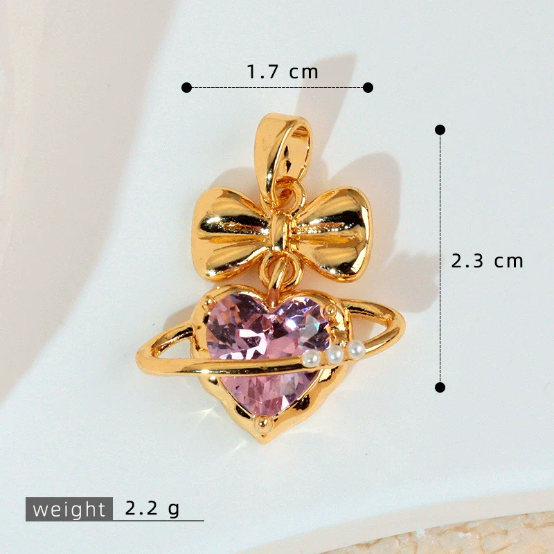 Necklace Copper Inlaid Zircon Pink Love Heart Shape Pendant With Melon Buckle Electroplating - Image 10