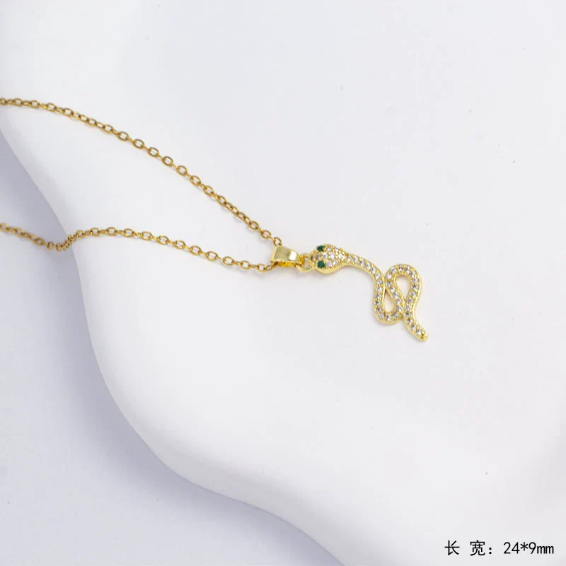 Necklace Copper Mixed Gemstone Setting Animal Zodiac Electroplating O Word Chain Jewelry For Women - Image 11