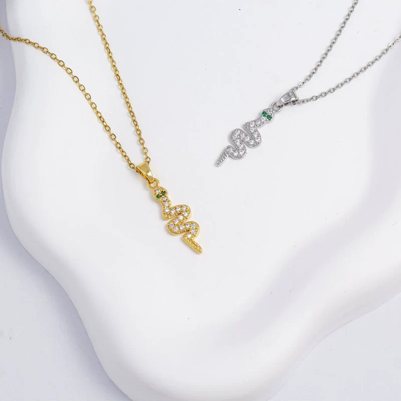 Necklace Copper Mixed Gemstone Setting Animal Zodiac Electroplating O Word Chain Jewelry For Women - Image 2