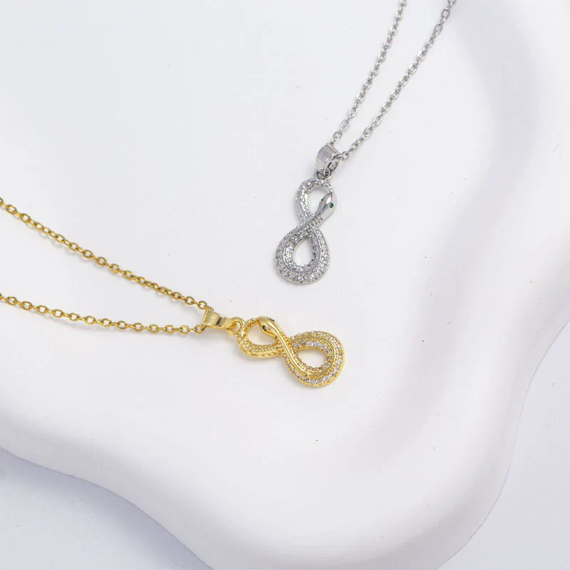 Necklace Copper Mixed Gemstone Setting Animal Zodiac Electroplating O Word Chain Jewelry For Women - Image 3