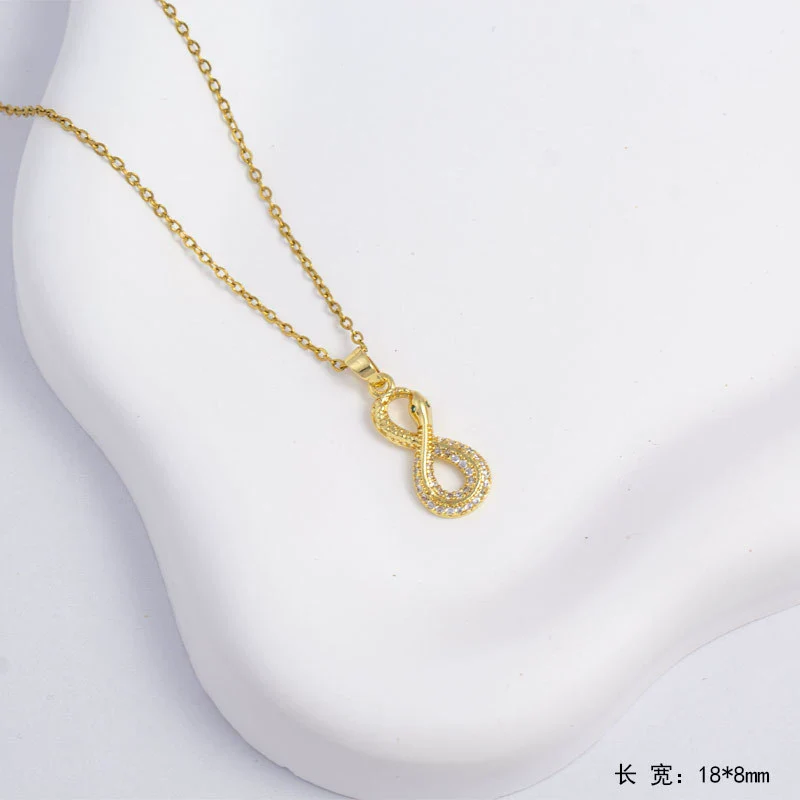 Necklace Copper Mixed Gemstone Setting Animal Zodiac Electroplating O Word Chain Jewelry For Women - Image 5