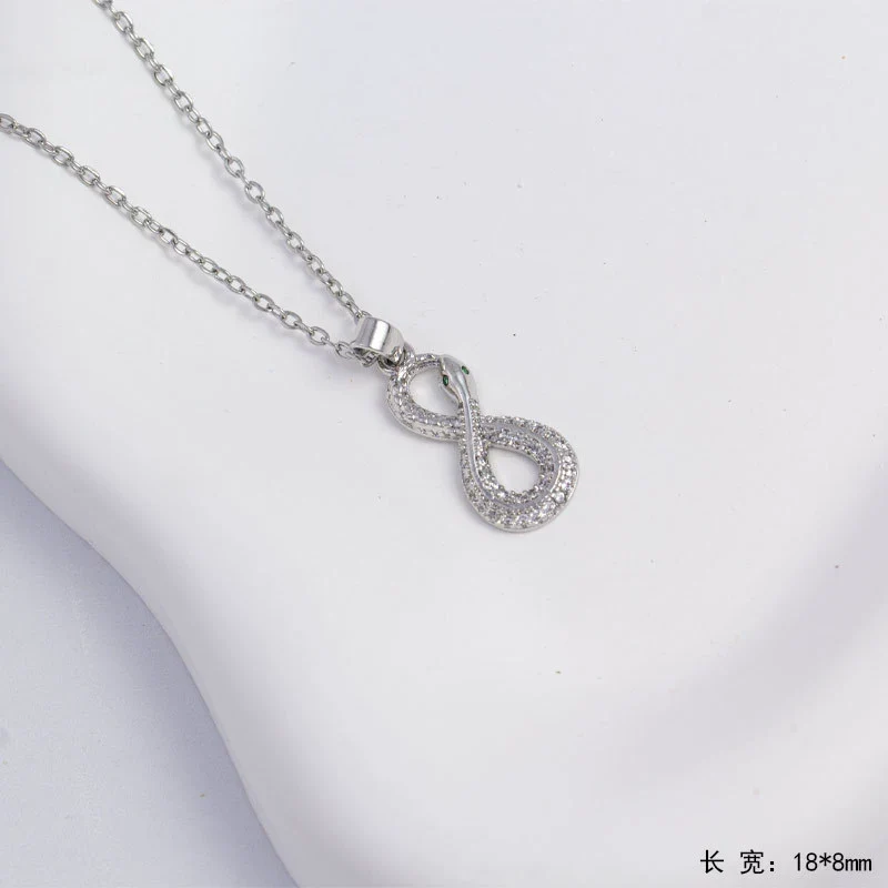 Necklace Copper Mixed Gemstone Setting Animal Zodiac Electroplating O Word Chain Jewelry For Women - Image 6