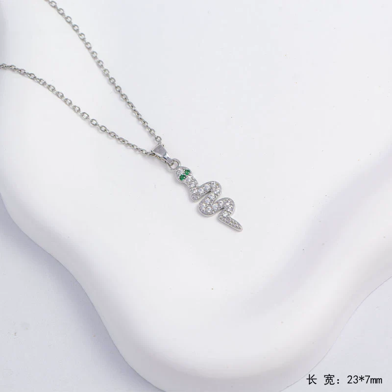 Necklace Copper Mixed Gemstone Setting Animal Zodiac Electroplating O Word Chain Jewelry For Women - Image 8