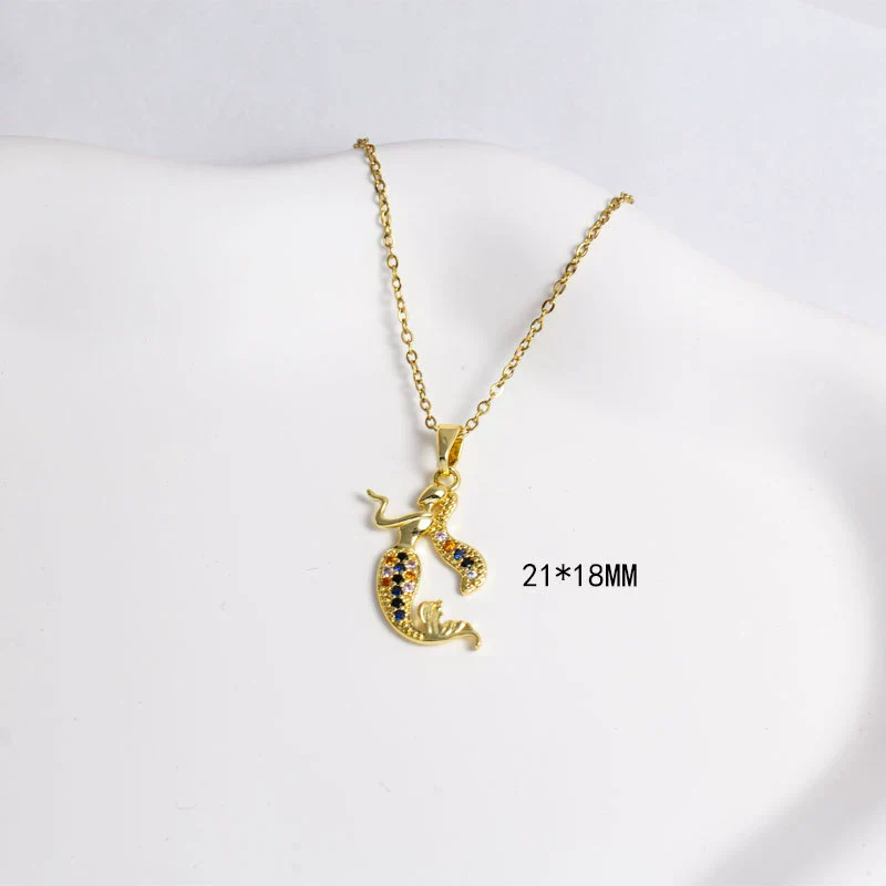 Necklace Copper Mixed Gemstone Setting Electroplating Simple Fashion Pendant O Word Chain Jewelry For Women - Image 2