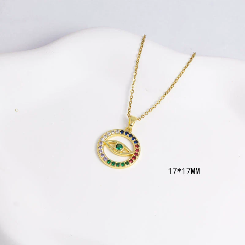 Necklace Copper Mixed Gemstone Setting Electroplating Simple Fashion Pendant O Word Chain Jewelry For Women - Image 5