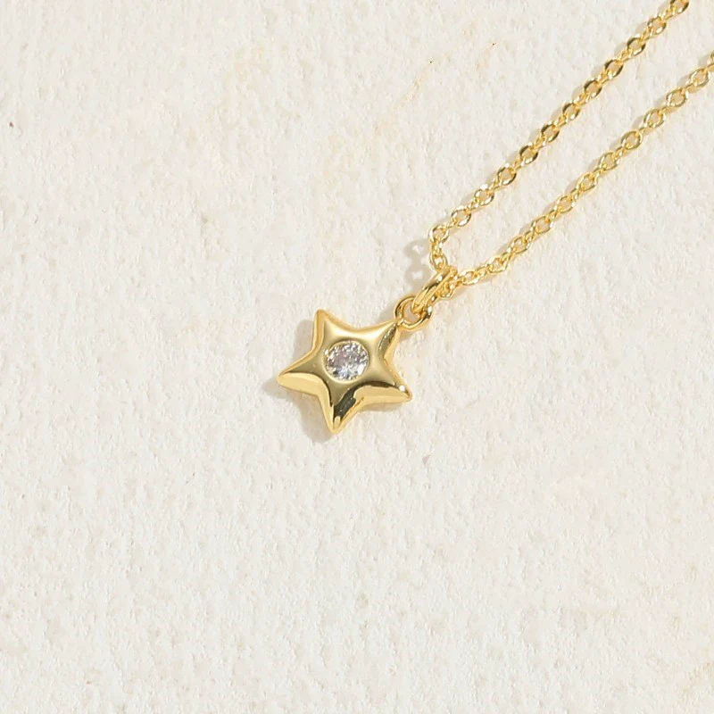 Necklace Copper Zircon Sixpointed Star Geometric Electroplating Ochain - Image 10
