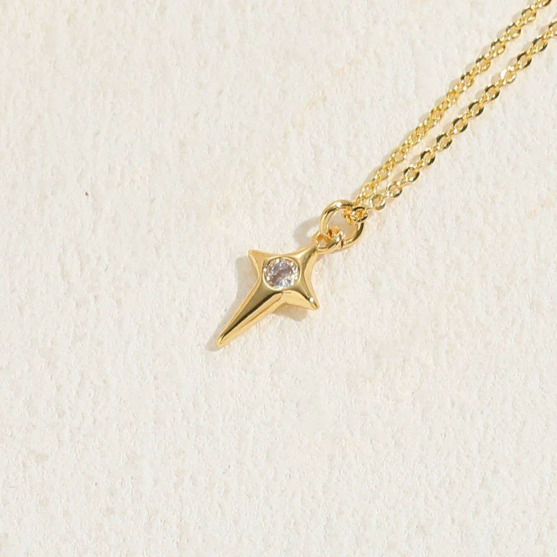 Necklace Copper Zircon Sixpointed Star Geometric Electroplating Ochain - Image 7